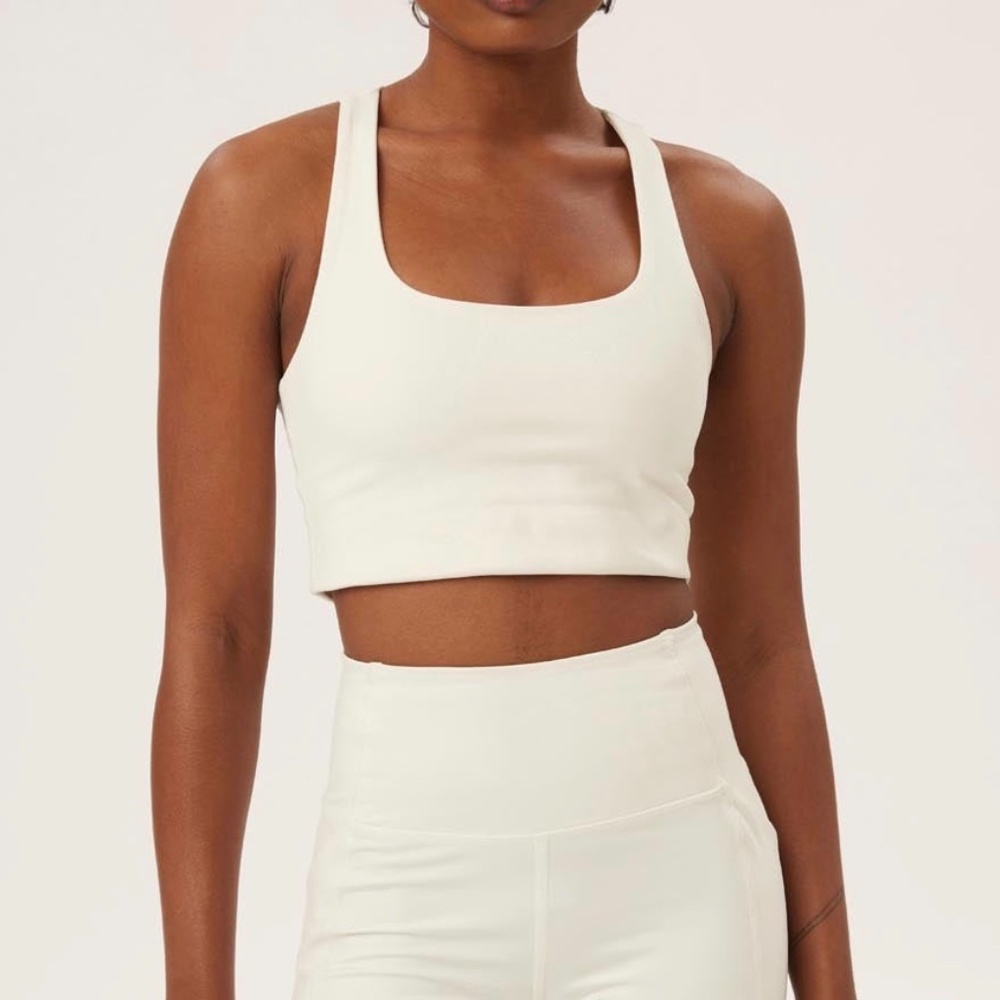 Girlfriend Collective Paloma Sports Bra Ivory White Size S